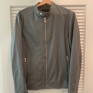 Theory leather grey jacket